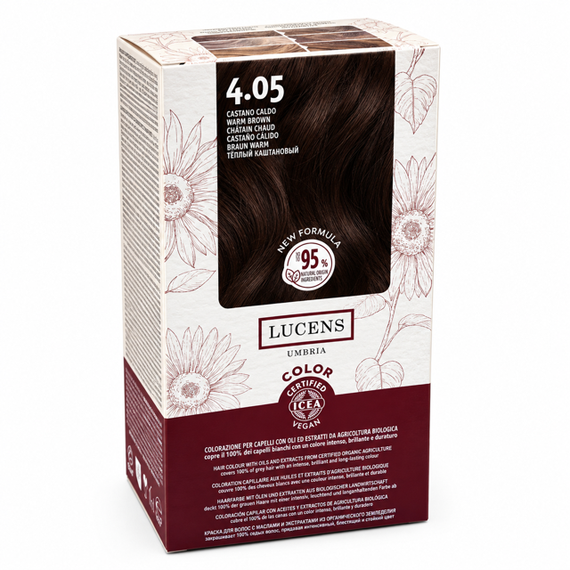 Tinta Capelli Colore Castano Caldo Numero 4.05 New Formula Lucens Umbria