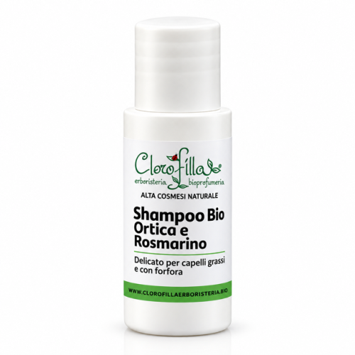 Shampoo Mini Taglia Capelli Grassi e Forfora Bio Ortica e Rosmarino 30 ml