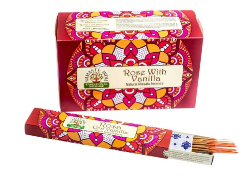 Incenso Namastè India Rosa e Vaniglia 12 bastoncini