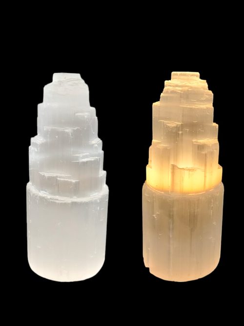 Lampada Selenite altezza cm.20 con scatola