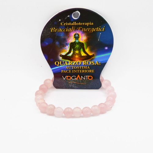 Bracciale Energetico Quarzo Rosa mm.8