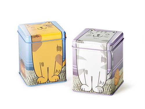 Scatola Gatto Metallo Porta Tè Tisane
