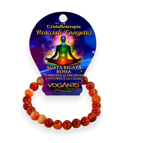 Bracciale Energetico Agata Rigata Rossa mm.8