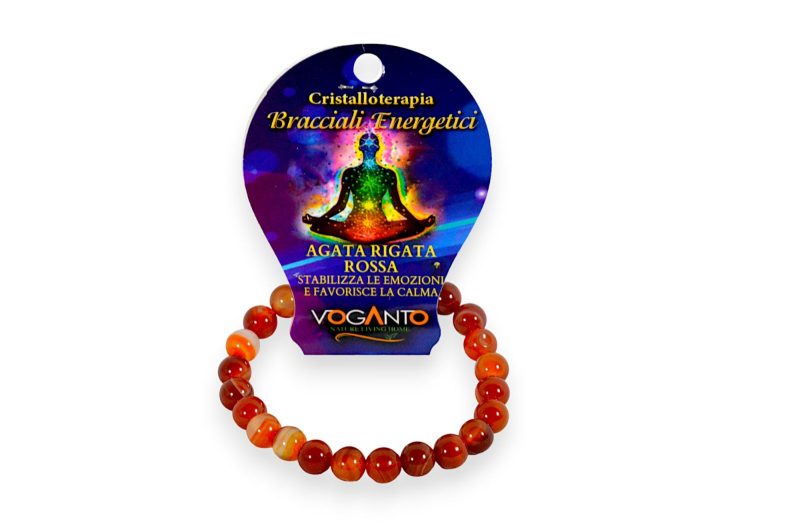 Bracciale Energetico Agata Rigata Rossa mm.8