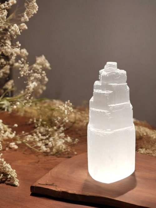 Torre in Selenite cm.15 diametro cm.4,5