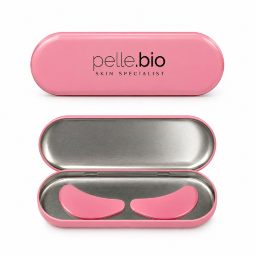 Patch occhi riutilizzabili in silicone con scatola di metallo rosa Pelle Bio